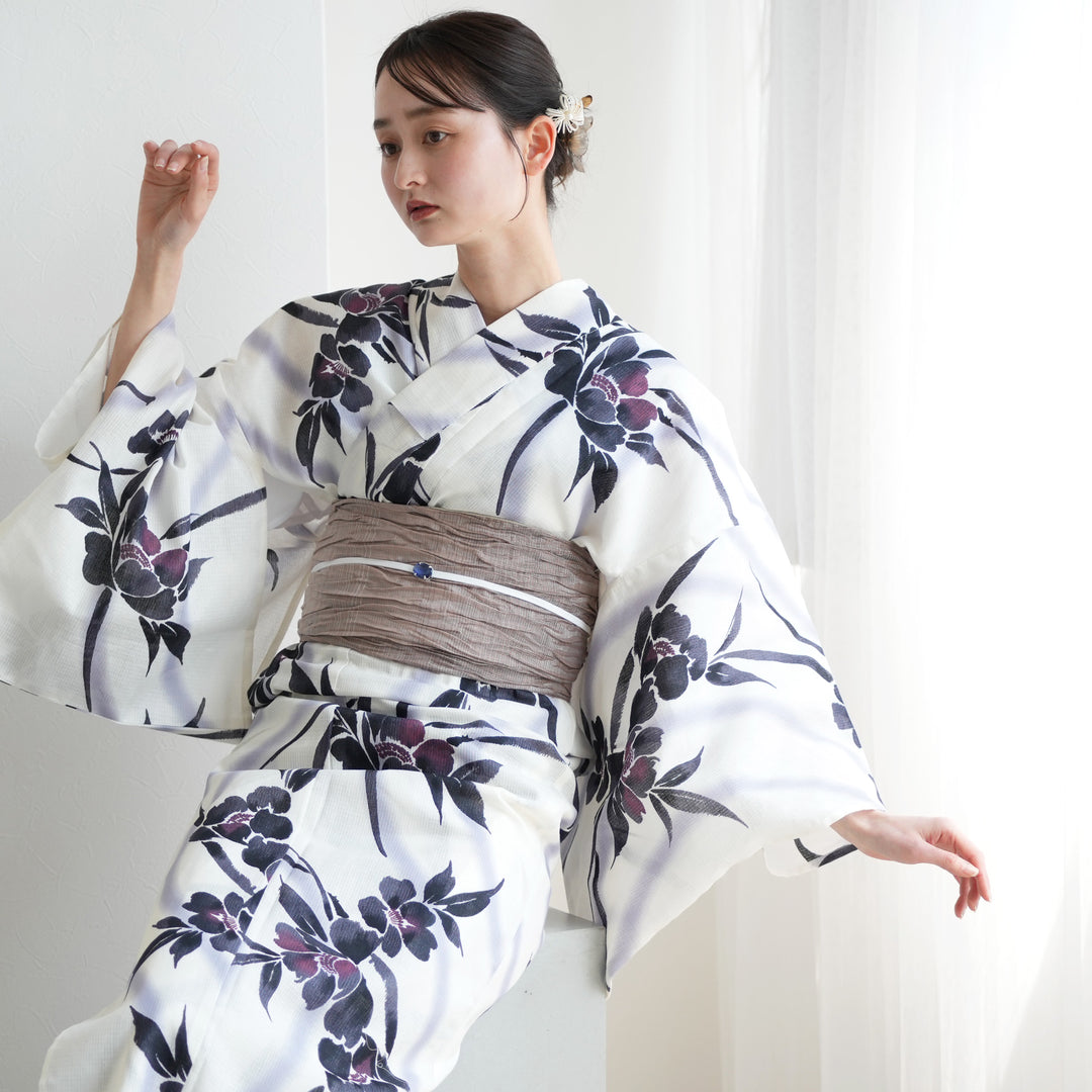 utatane 浴衣 アイボリー オリジナル 国内染色 ニュアンスカラーレトロ utatane 浴衣 選べる浴衣3点セット utataneオリジナル 国内染色