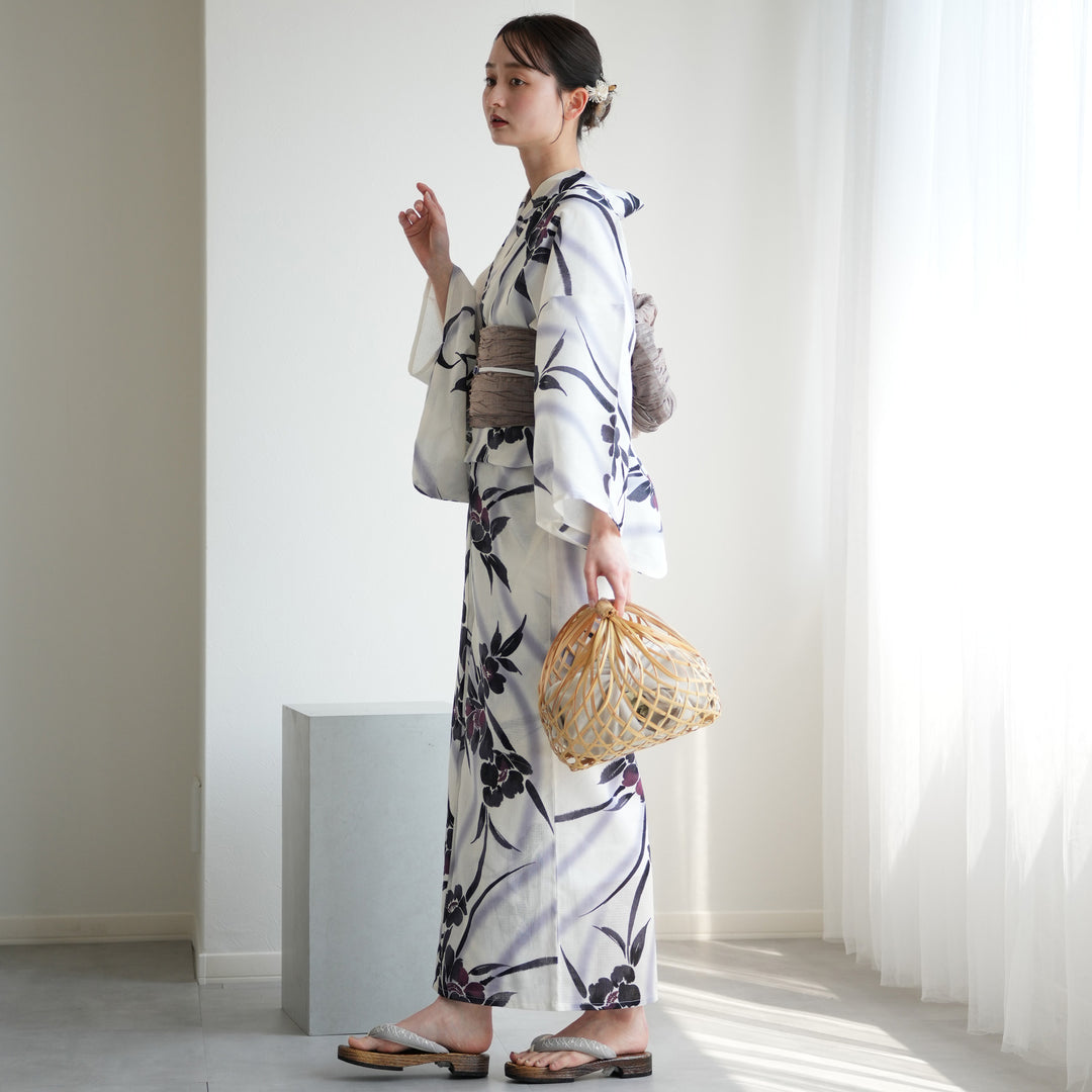 utatane 高級変わり織 浴衣3点セット ( ゆかた・帯・下駄