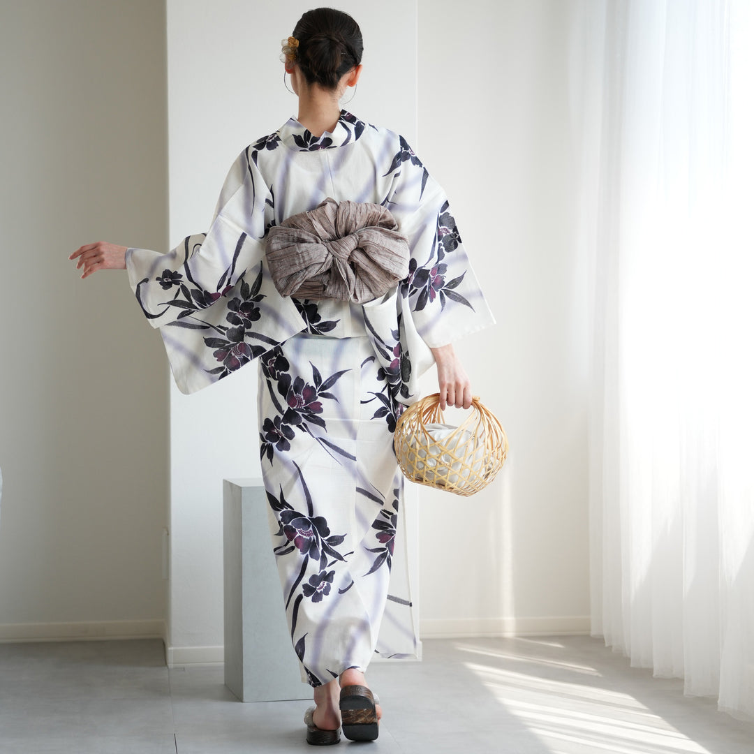 utatane 高級変わり織 浴衣3点セット ( ゆかた・帯・下駄