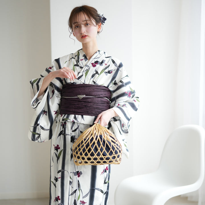 utatane 高級変わり織 浴衣3点セット ( ゆかた・帯・下駄