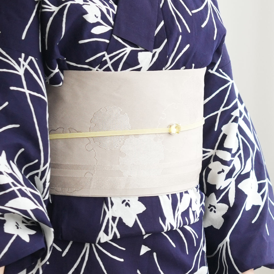 utatane × 注染工房 浴衣3点セット ( ゆかた・帯・下駄 ) 紺地に桔梗
