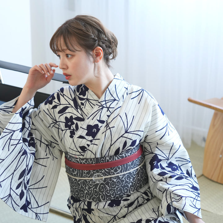utatane × 注染工房 浴衣3点セット ( ゆかた・帯・下駄 ) 等間し