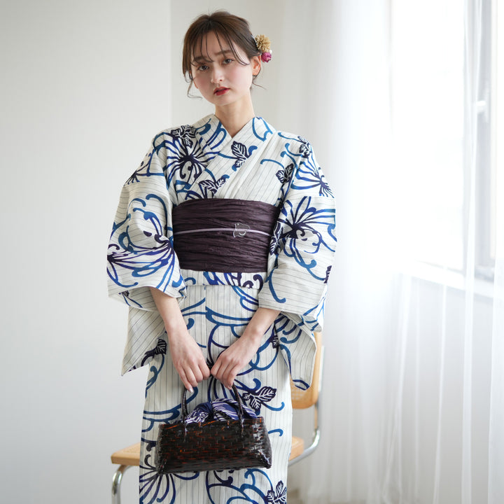 utatane × 注染工房 浴衣3点セット ( ゆかた・帯・下駄 ) 赤坂紬