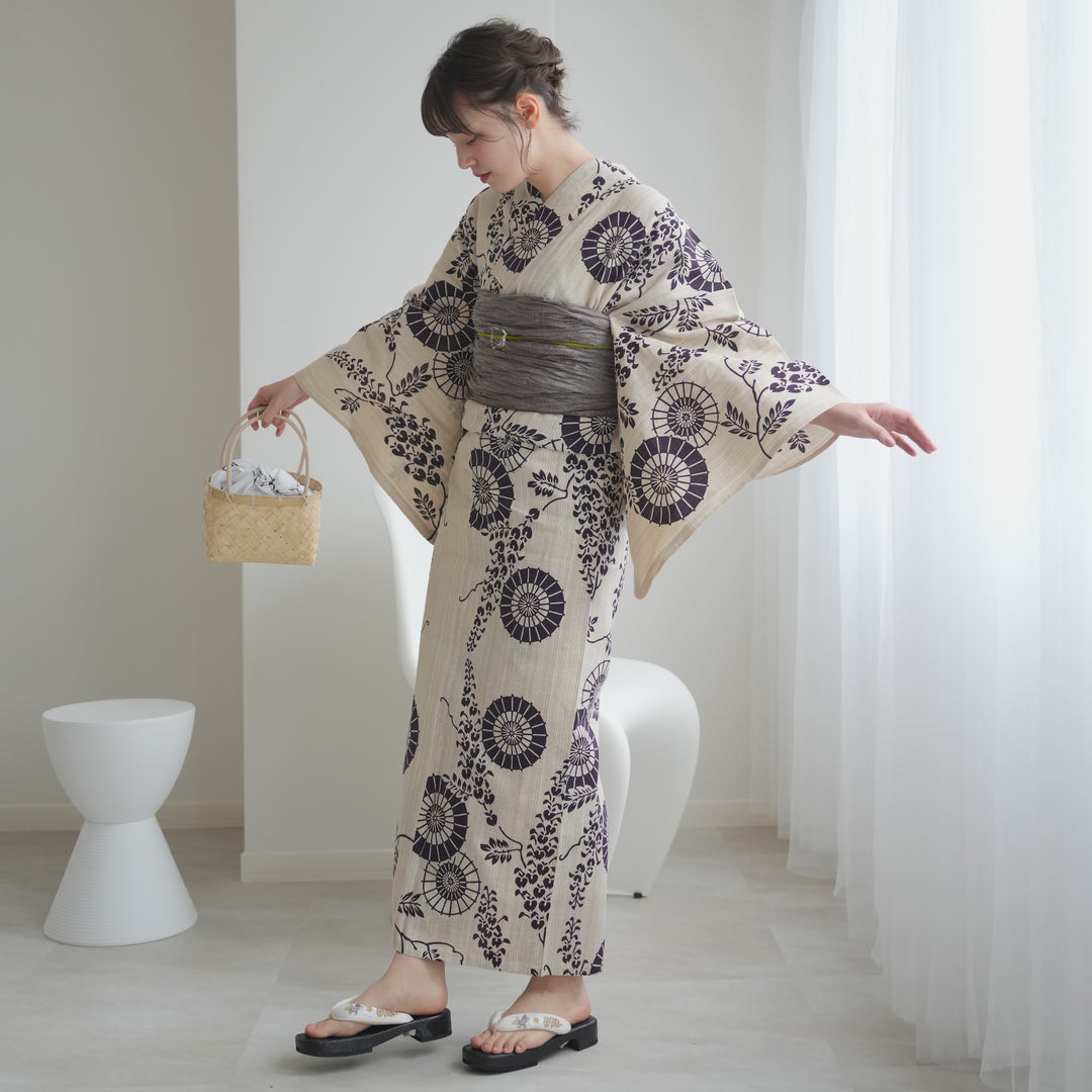 人気ブランドの新作 utatane × 濃紫の ) ゆかた・帯・下駄 ( 浴衣3点セット 注染工房 着物・浴衣