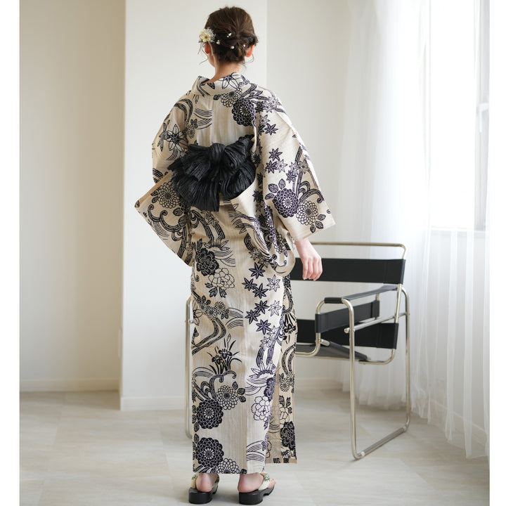 ももん様⭐︎【utatane】浴衣+帯+下駄＋帯締め　新品未使用品 utatane × 注染工房 浴衣3点セット ( ゆかた・帯・下駄 ) 先染め