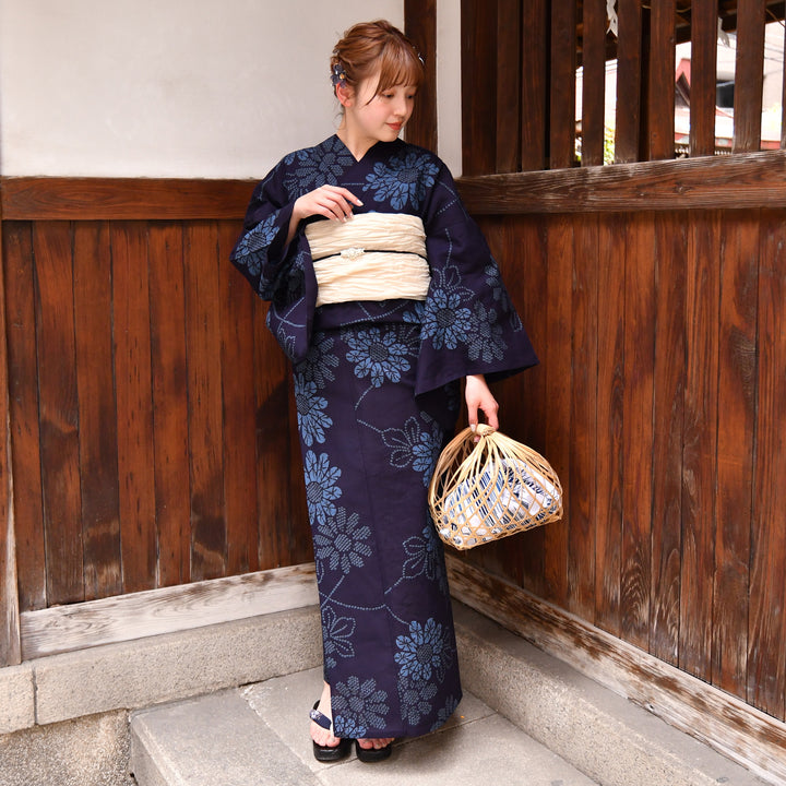 utatane × 注染工房 浴衣3点セット ( ゆかた・帯・下駄 ) 赤坂紬