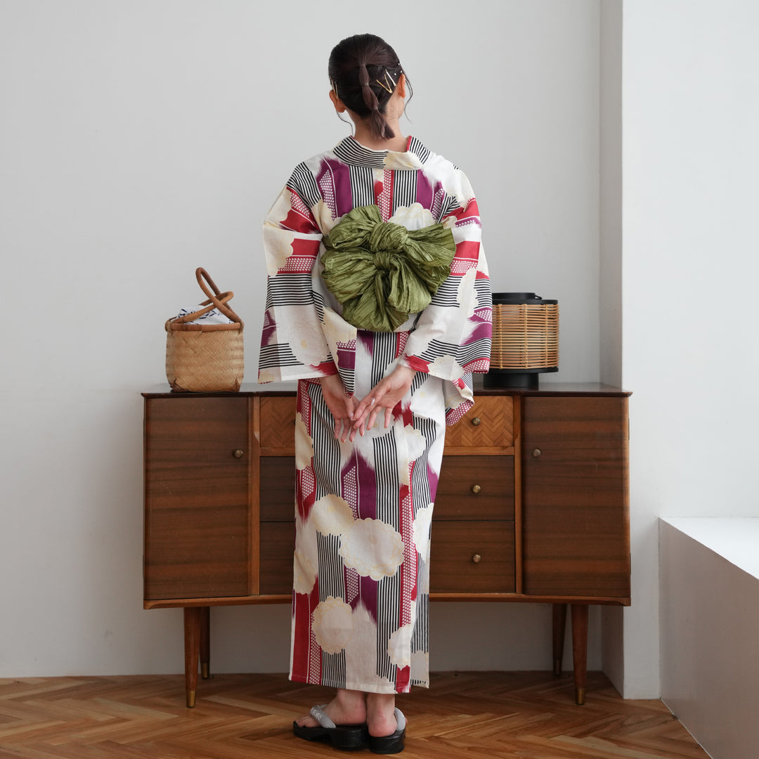 utatane 高級変わり織 浴衣3点セット ( ゆかた・帯・下駄