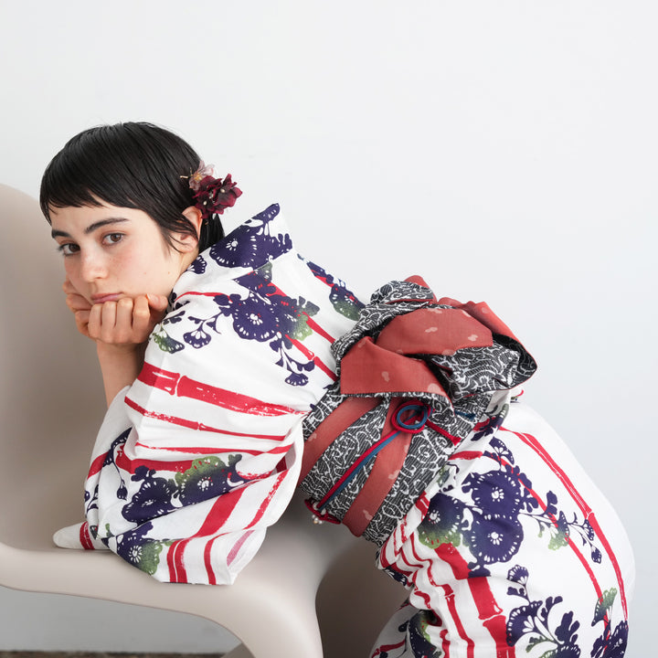 ニコアンティーク 高級変わり織 浴衣3点セット ( ゆかた・帯