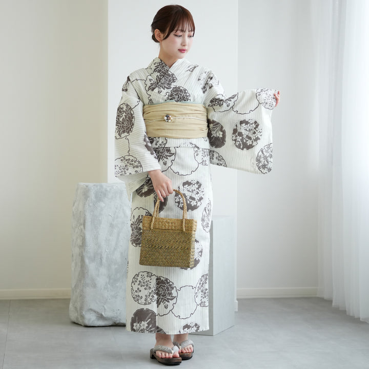 utatane 浴衣 ブラウン 紫陽花