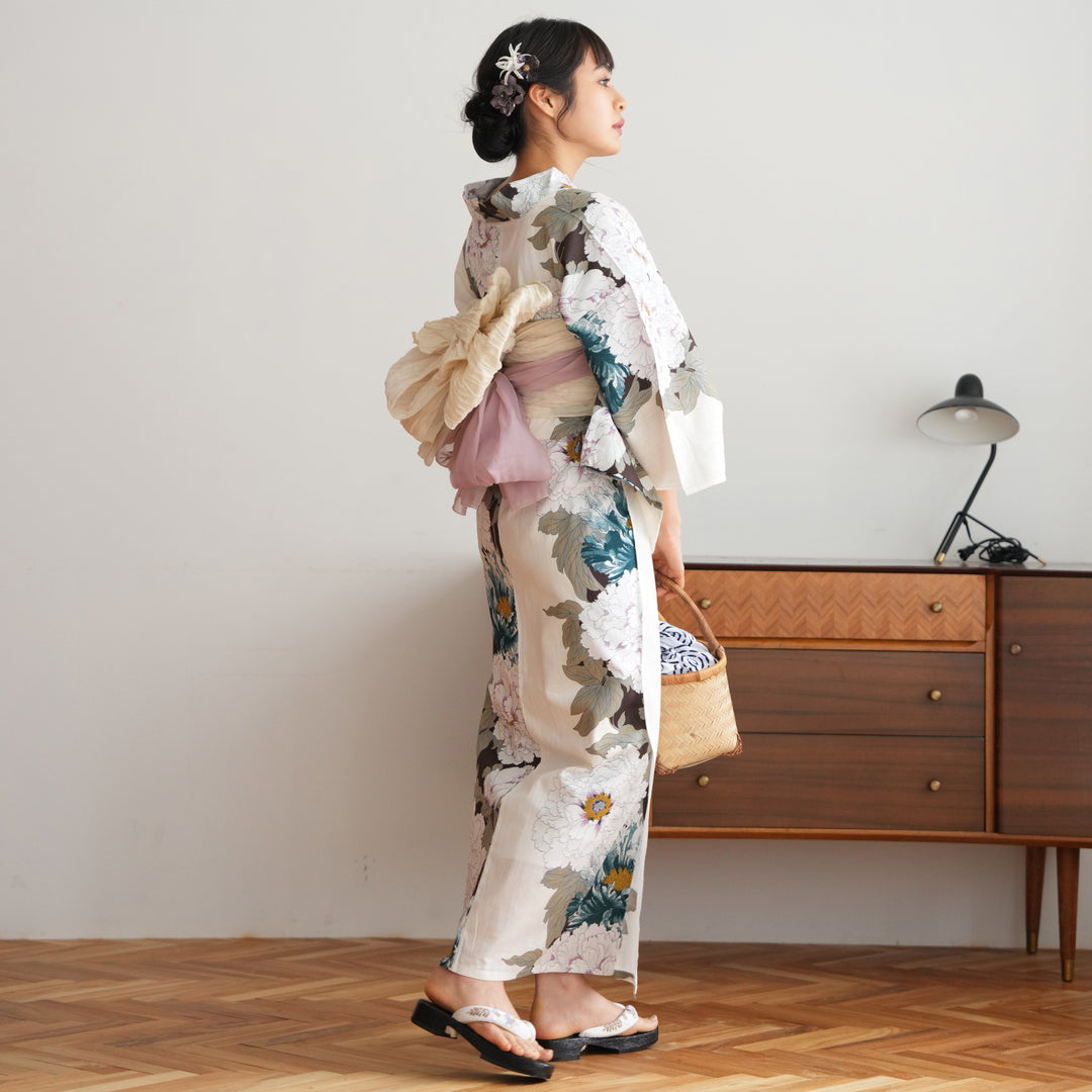 utatane 高級変わり織 浴衣3点セット ( ゆかた・帯・下駄