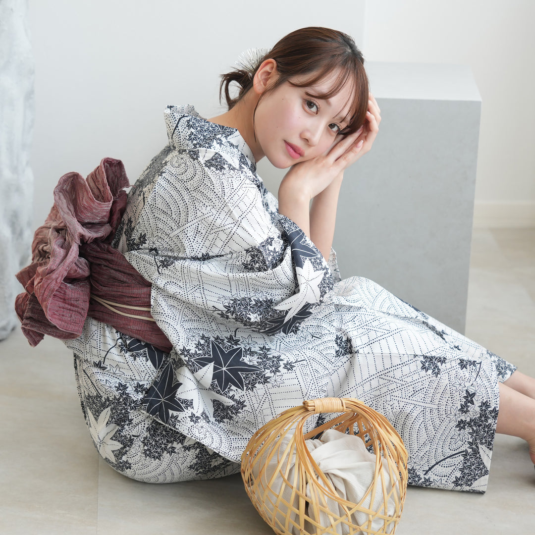 お任せ白半幅帯+お任せ帯じめ+お任せ下駄つき★高級変わり織り浴衣★優美な金魚柄 soubien_yuset-z1-mykt0244mb
