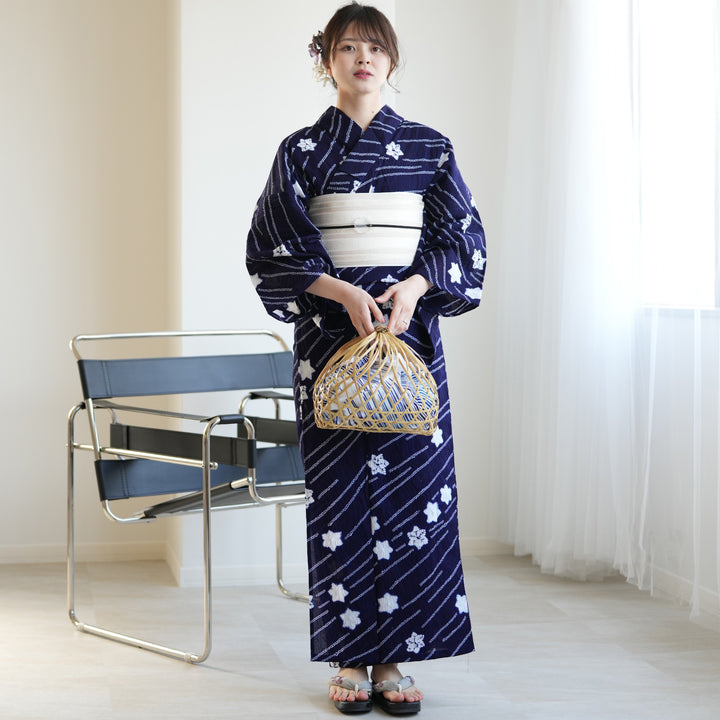 浴衣 絞り浴衣 本場 有松絞り 藍紺 トンボ 渦 献上柄半幅帯 新品0724⑫ utatane 有松絞り 浴衣3点セット ( ゆかた・帯・下駄 ) 藍色