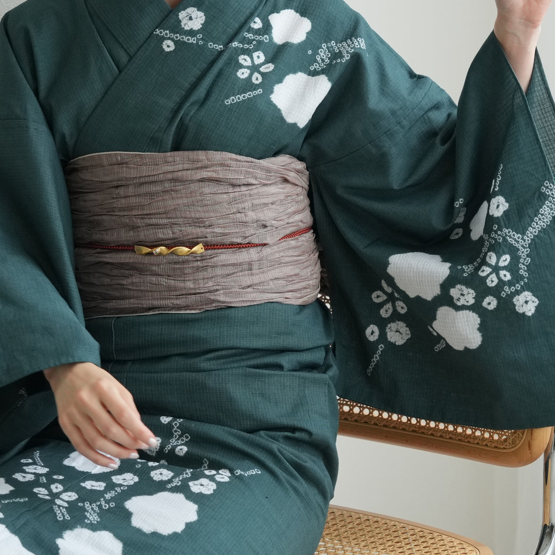 utatane 有松絞り 浴衣3点セット ( ゆかた・帯・下駄 ) びろうど