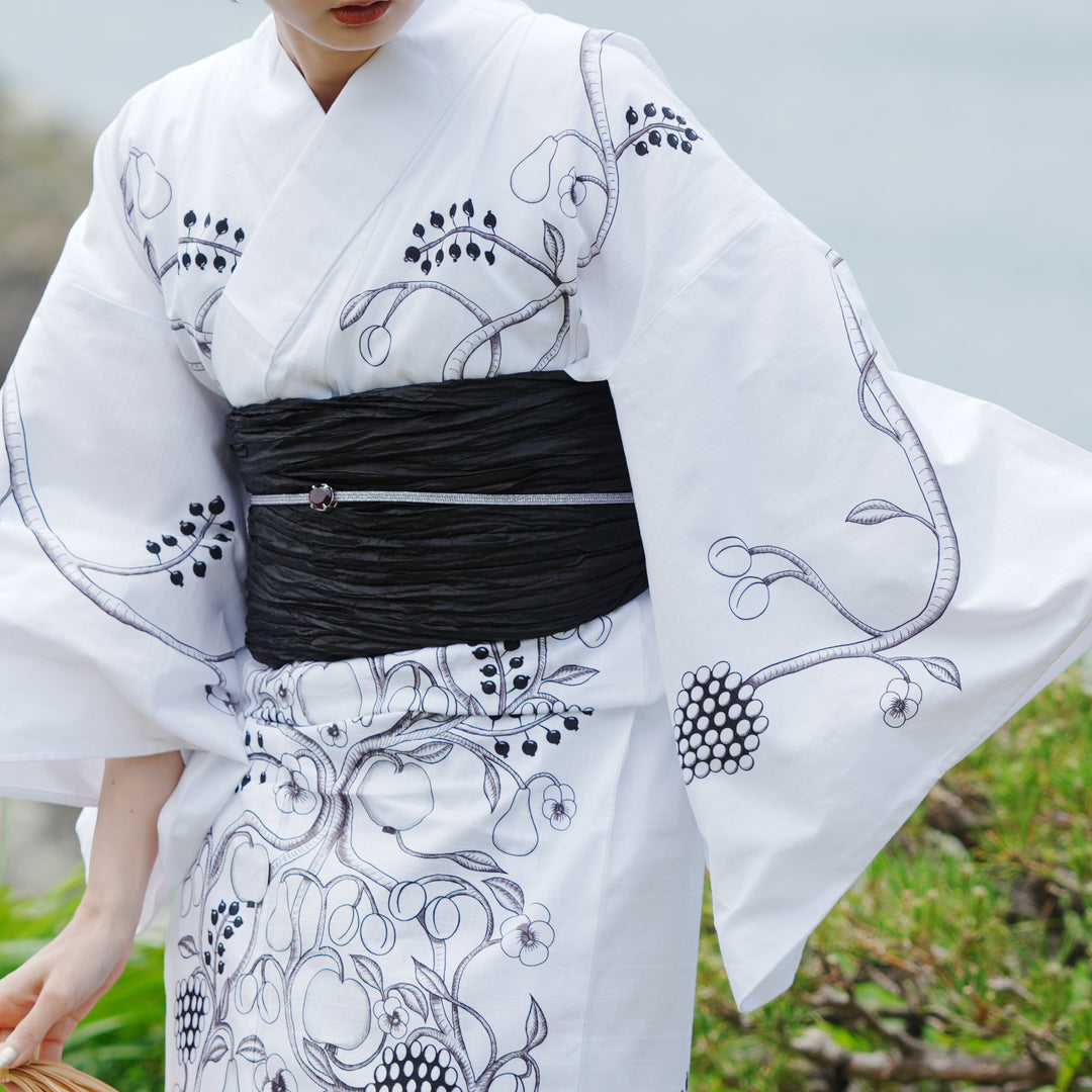 高級変わり織りutatane浴衣3点セットアンティーク北欧柄 utatane 高級