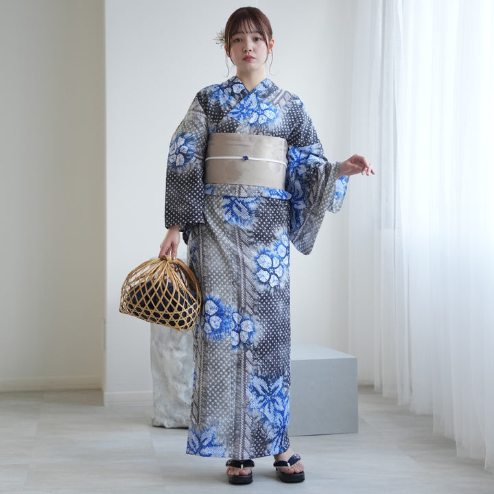 すっきりデザイン有松絞り浴衣 9/10まで・最終SALE10％オフ＞【フリーサイズ】浴衣 有松絞り