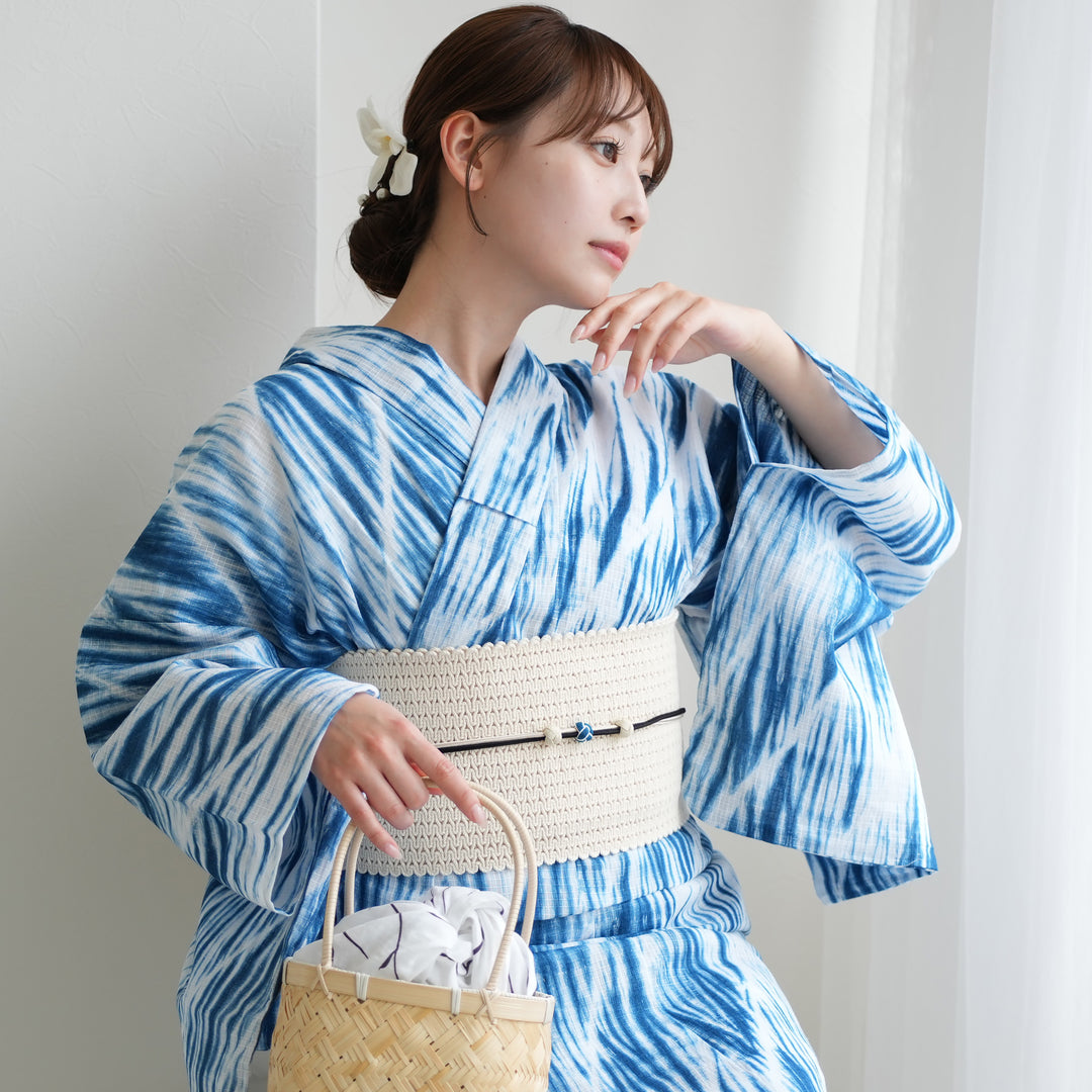 utatane 有松絞り 浴衣3点セット ( ゆかた・帯・下駄 ) 絞り