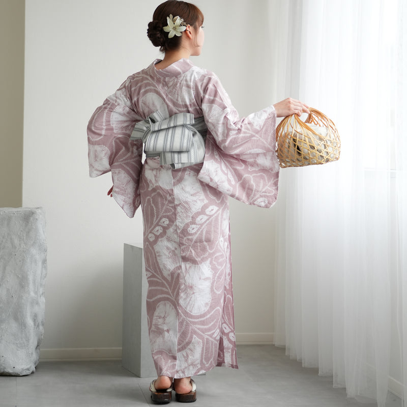 【 utatane 有松絞り 浴衣3点セット ( ゆかた・帯・下駄 ) 酒井富子 近藤美枝子/ 染色 北條義昌 芭蕉】フリーサイズ　極み 伝統工芸 日本製 国内縫製 手縫い併用 （5010259311）