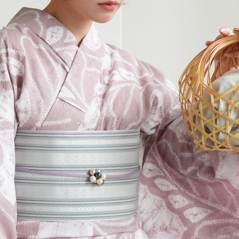 【 utatane 有松絞り 浴衣3点セット ( ゆかた・帯・下駄 ) 酒井富子 近藤美枝子/ 染色 北條義昌 芭蕉】フリーサイズ　極み 伝統工芸 日本製 国内縫製 手縫い併用 （5010259311）