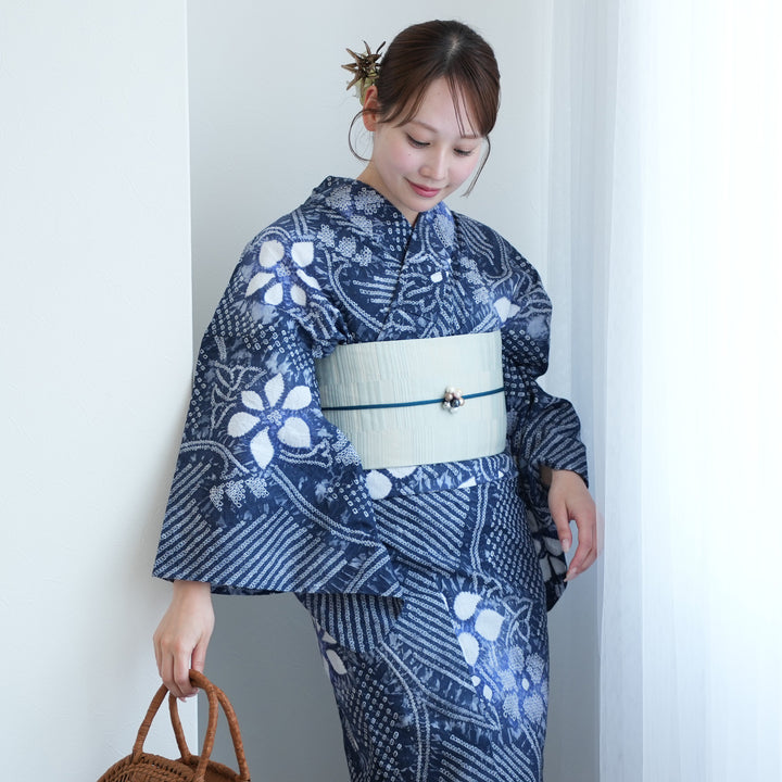 utatane 浴衣3点セット ( ゆかた・帯・下駄 )＋帯締め 浴衣3点セット（浴衣/帯/下駄） utatane ゆかた フリーサイズ