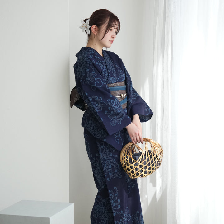 utatane｜utatane 高級変わり織 浴衣3点セット 白地に古典乱菊
