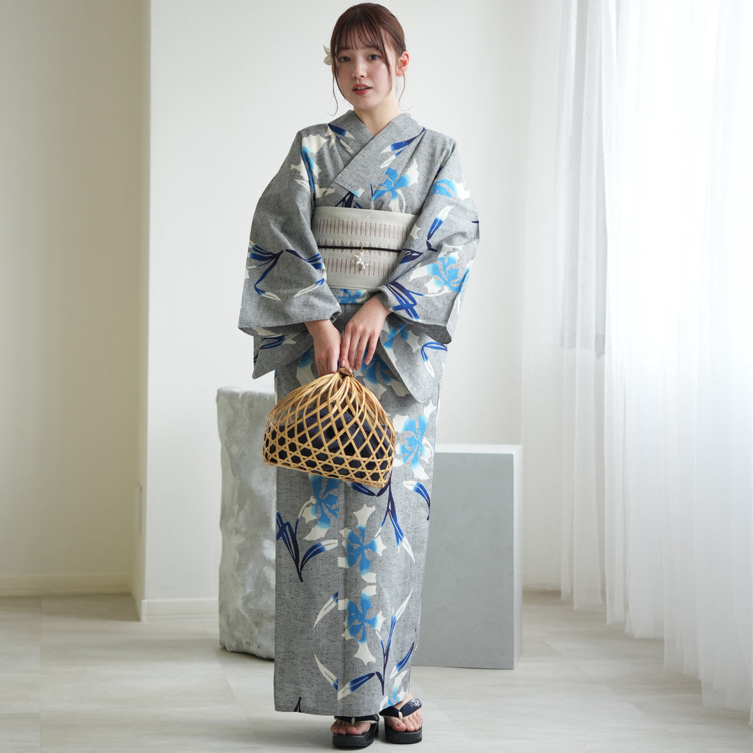【美品&レア！】注染染め絞り浴衣　大きめ utatane 浴衣 手染め注染浴衣3点セット utatane×注染工房 赤坂紬