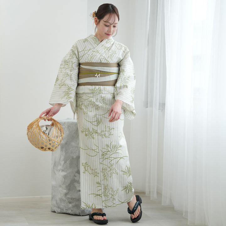 utatane × 注染工房 浴衣3点セット ( ゆかた・帯・下駄 ) 等間し