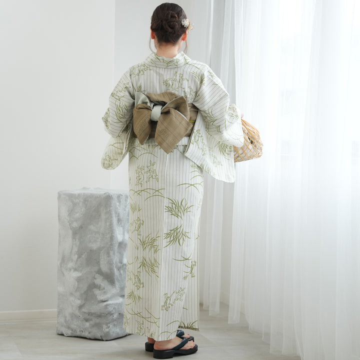 utatane × 注染工房 浴衣3点セット ( ゆかた・帯・下駄 ) 等間しじら
