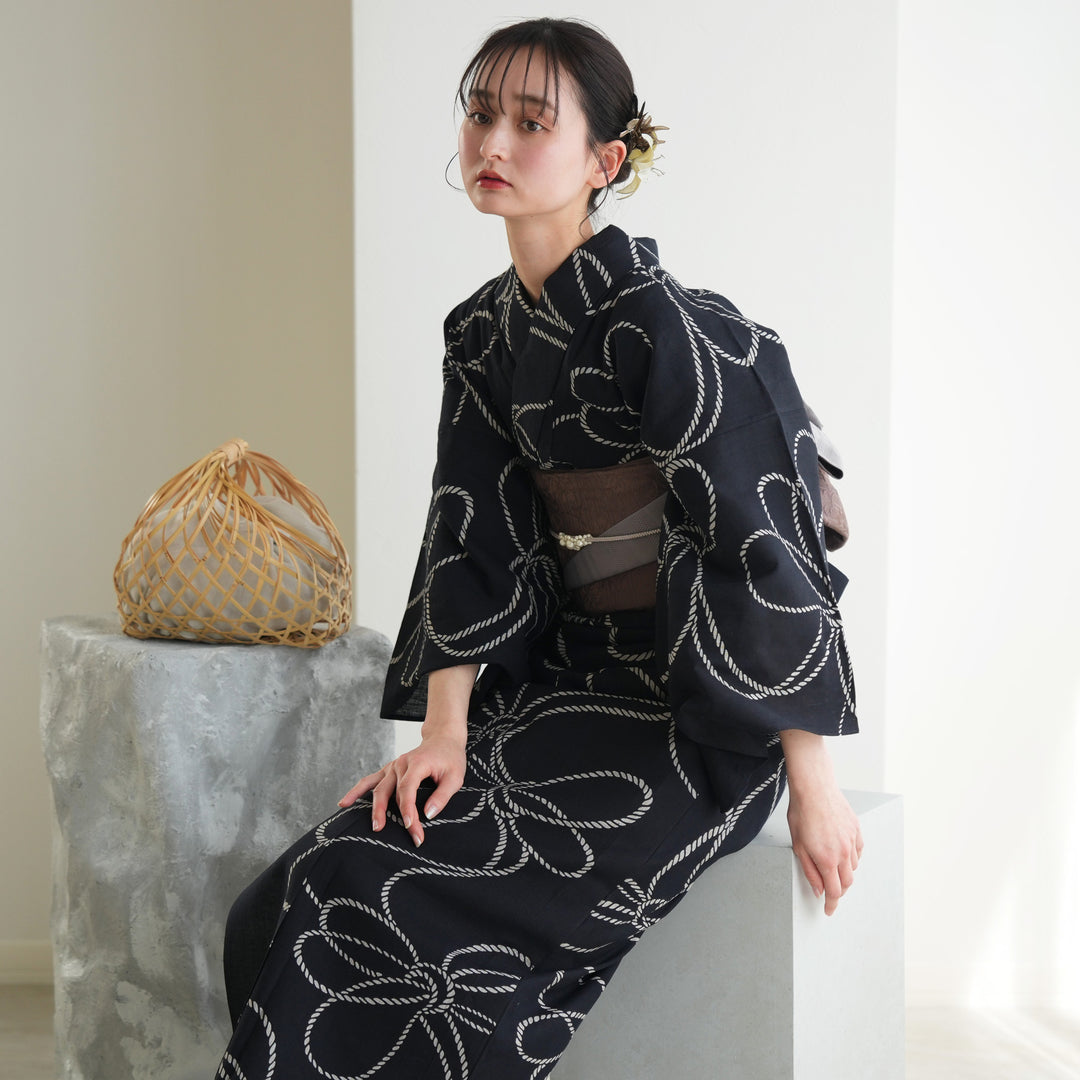 utatane × 注染工房 浴衣3点セット ( ゆかた・帯・下駄 ) 先染め