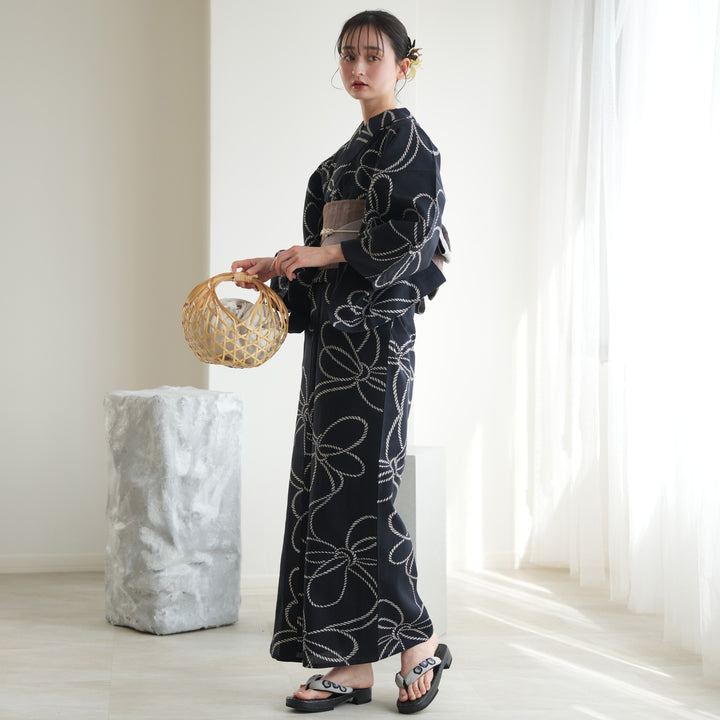 utatane × 注染工房 浴衣3点セット ( ゆかた・帯・下駄 ) 先染め