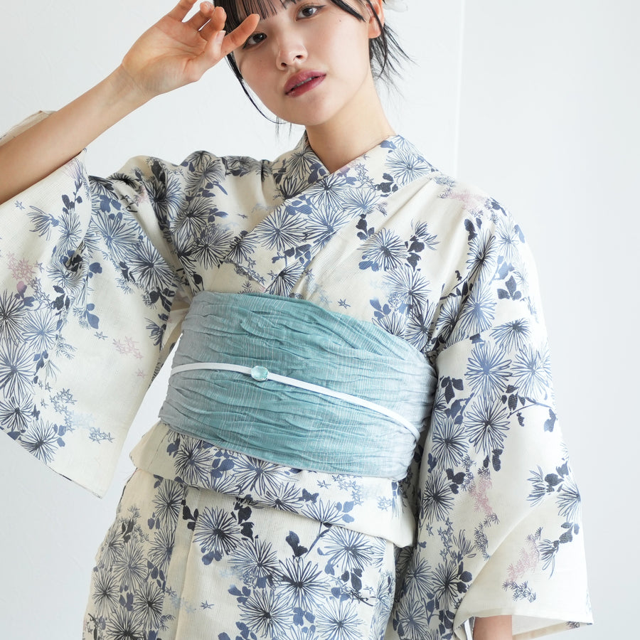 こ*！様 レアカラー　水色の総絞り　紫陽花　手縫いの浴衣　昭和レトロ　アンティー 113-581-1-t_m1-2.jpg