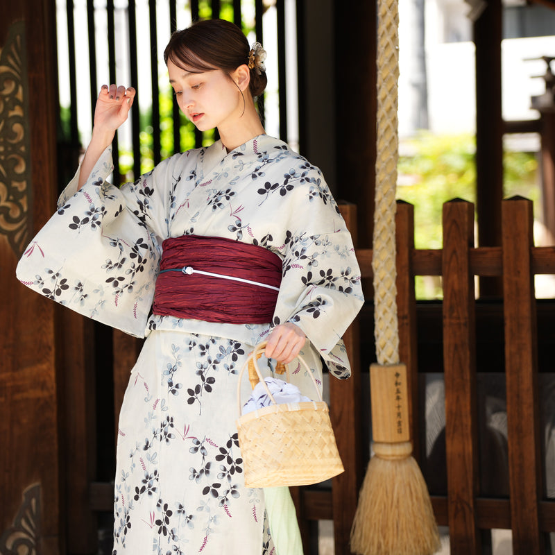 utatane｜utatane 高級変わり織 浴衣3点セット きなりに抹茶の露