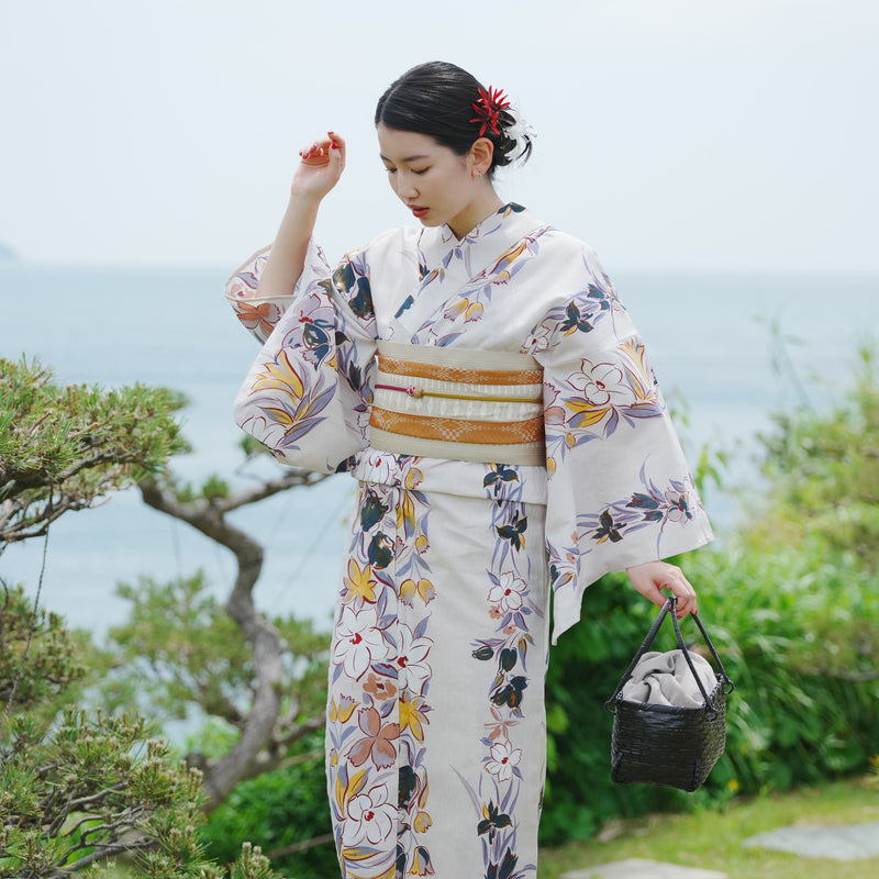 utatane 高級変わり織 浴衣3点セット ( ゆかた・帯・下駄