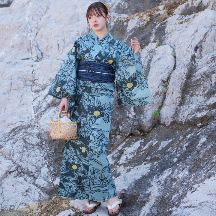 utatane 高級変わり織 浴衣3点セット ( ゆかた・帯・下駄