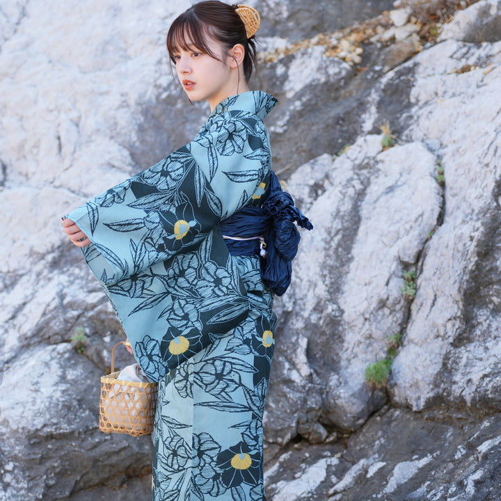 utatane 高級変わり織 浴衣3点セット ( ゆかた・帯・下駄