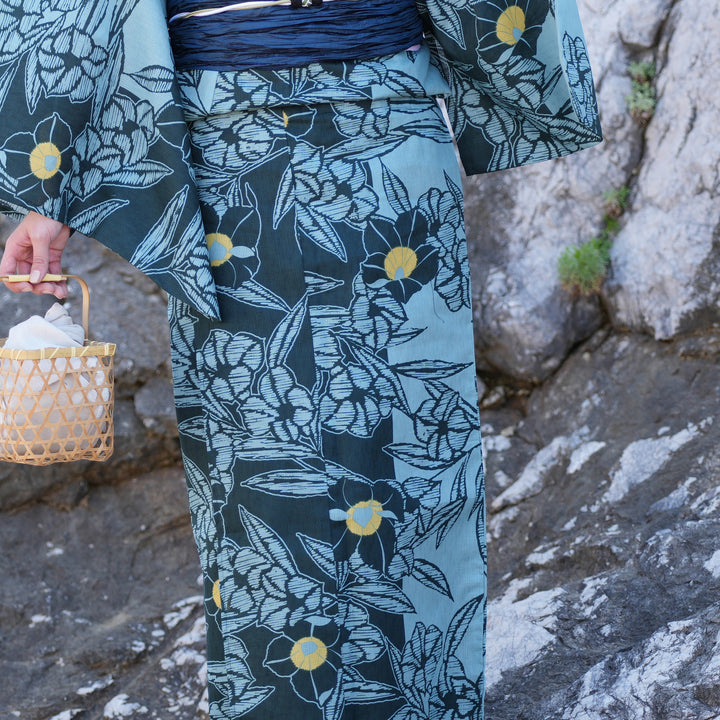 utatane ウタタネ　花柄浴衣・青帯セット utatane ウタタネ 花柄浴衣・青帯セット