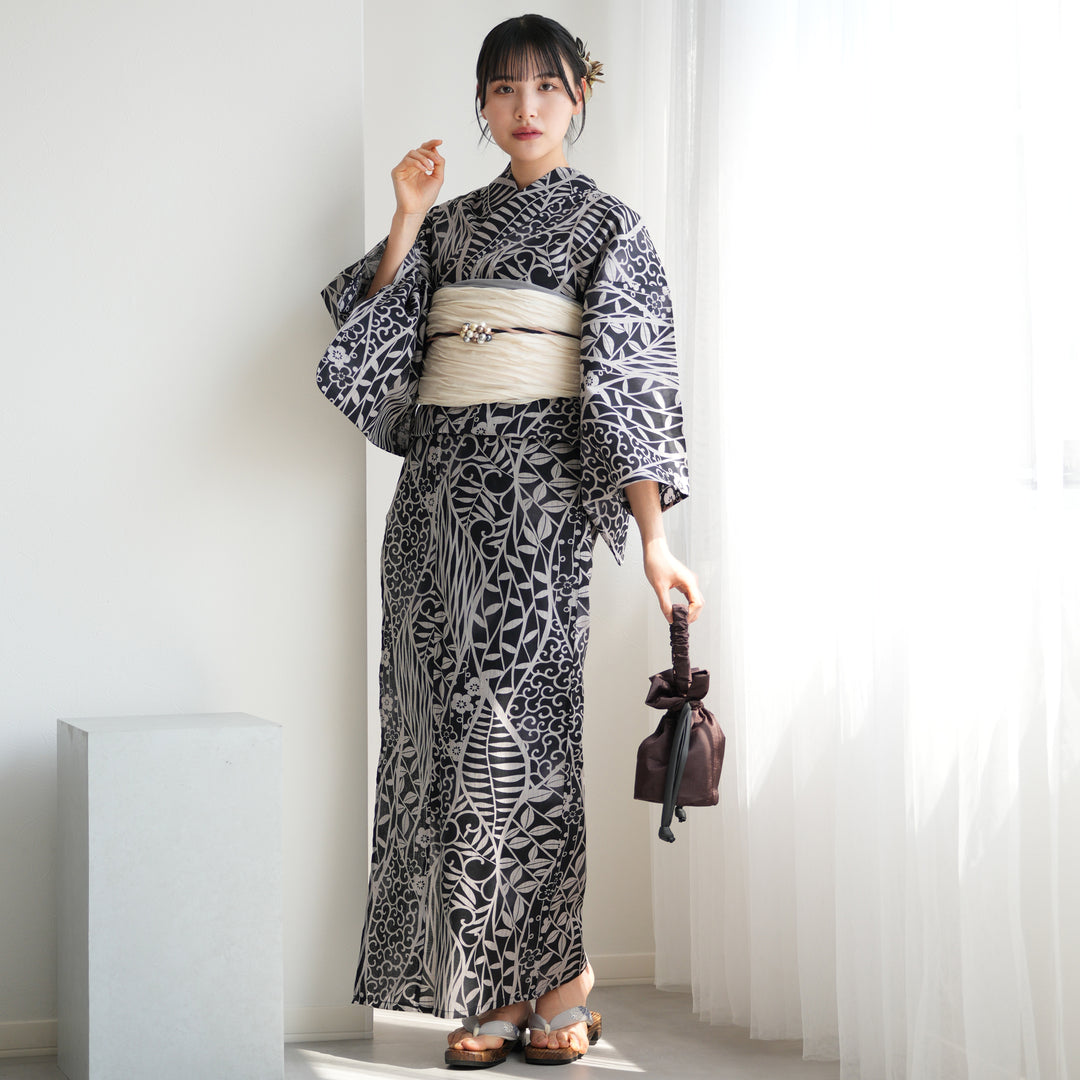 最も優遇 高級変わり織 ニコアンティーク 浴衣3点セット ゆかた・帯 ( その他