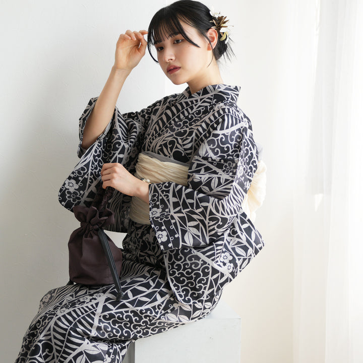 画像の帯つき◆◆古典高級しじら織り夏着物&浴衣◆新品未使用　呉服店購入浴衣 画像の帯つき◇◇古典高級しじら織り夏着物&浴衣