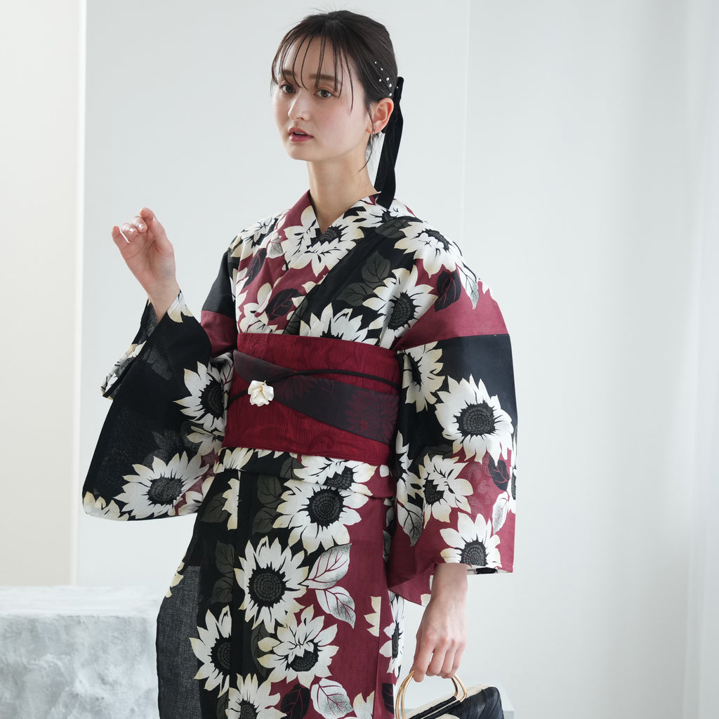 ニコアンティーク 高級変わり織 浴衣3点セット ( ゆかた・帯