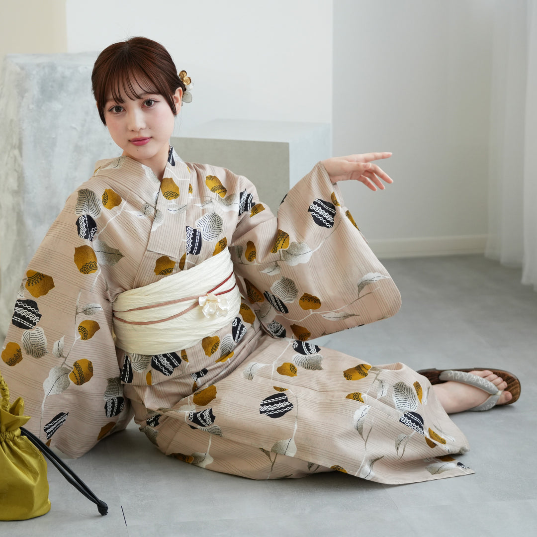 ニコアンティーク 高級変わり織 浴衣3点セット ( ゆかた・帯