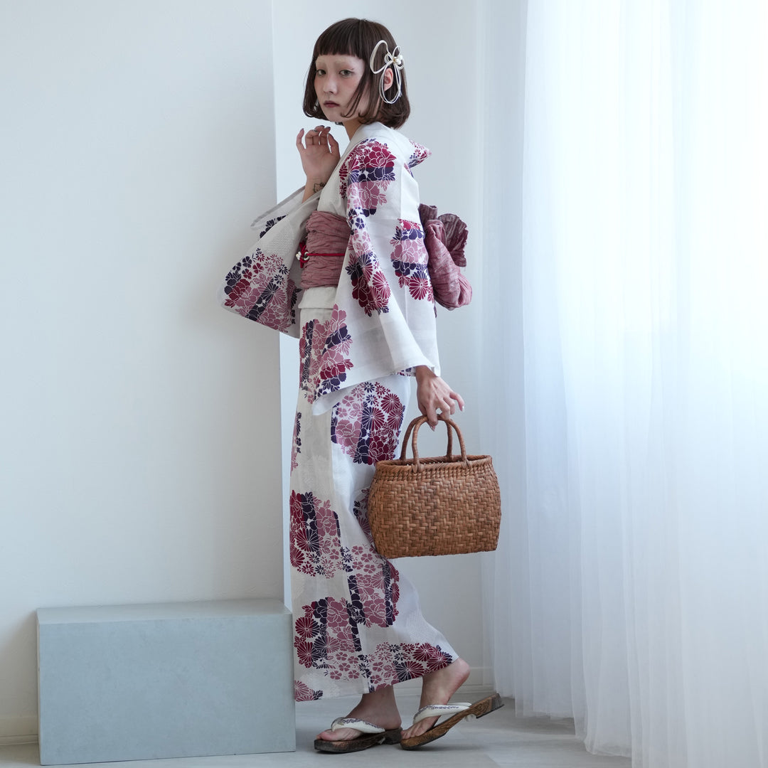 ニコアンティーク 高級変わり織 浴衣3点セット ( ゆかた・帯