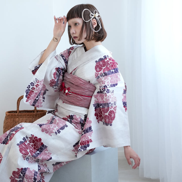 ニコアンティーク 高級変わり織 浴衣3点セット ( ゆかた・帯