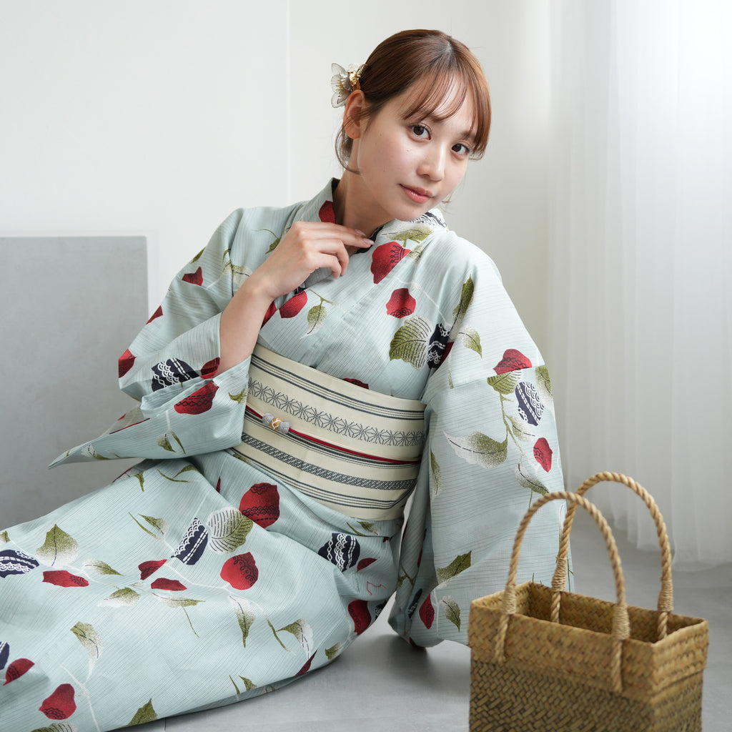 ニコアンティーク 高級変わり織 浴衣3点セット ( ゆかた・帯