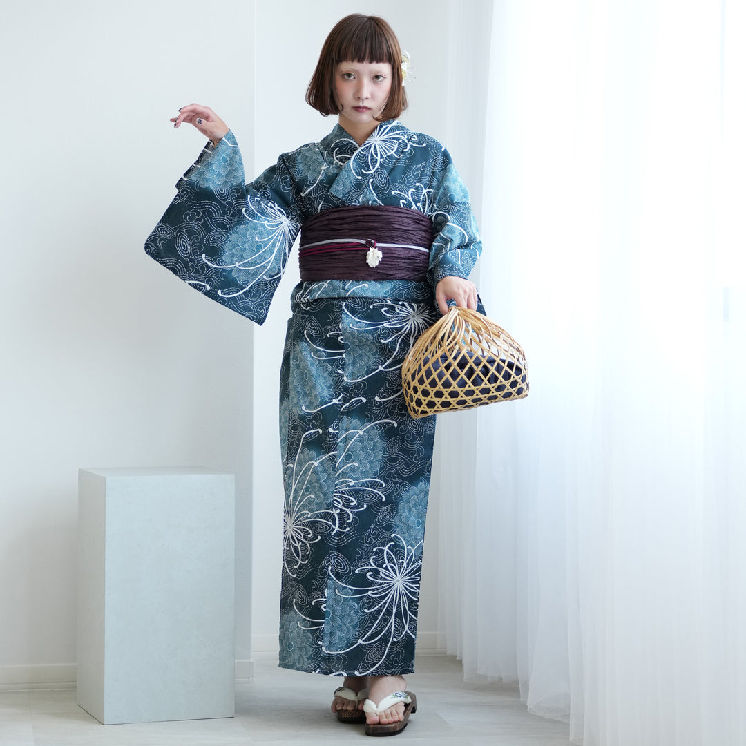 ニコアンティーク 高級変わり織 浴衣3点セット ( ゆかた・帯