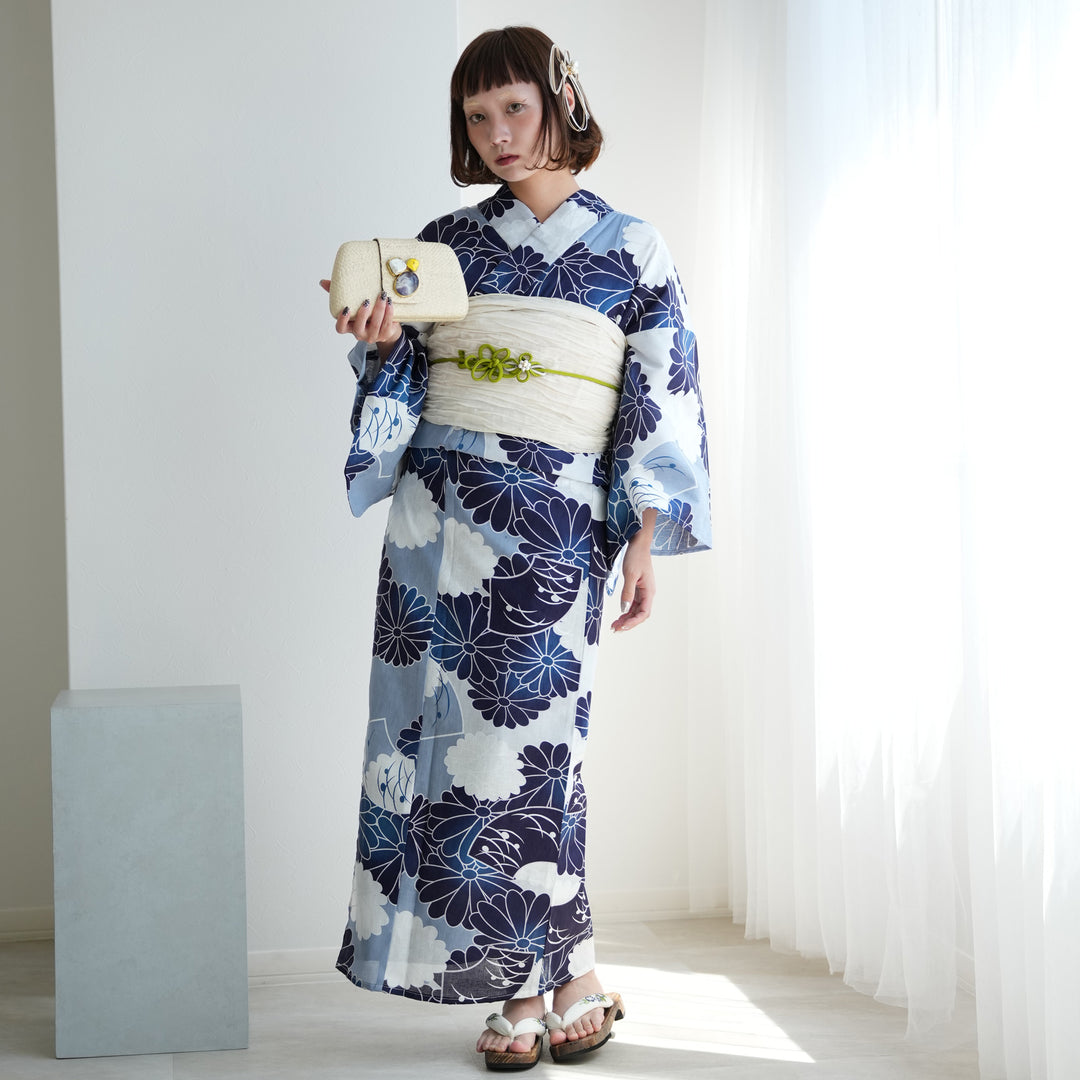 ニコアンティーク 高級変わり織 浴衣3点セット ( ゆかた・帯