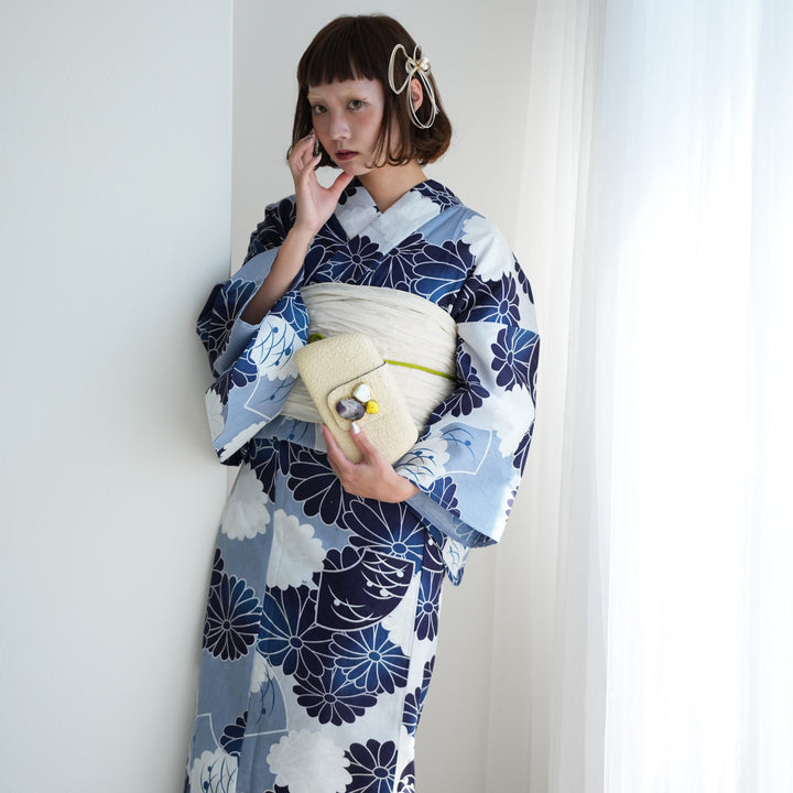 ニコアンティーク 高級変わり織 浴衣3点セット ( ゆかた・帯