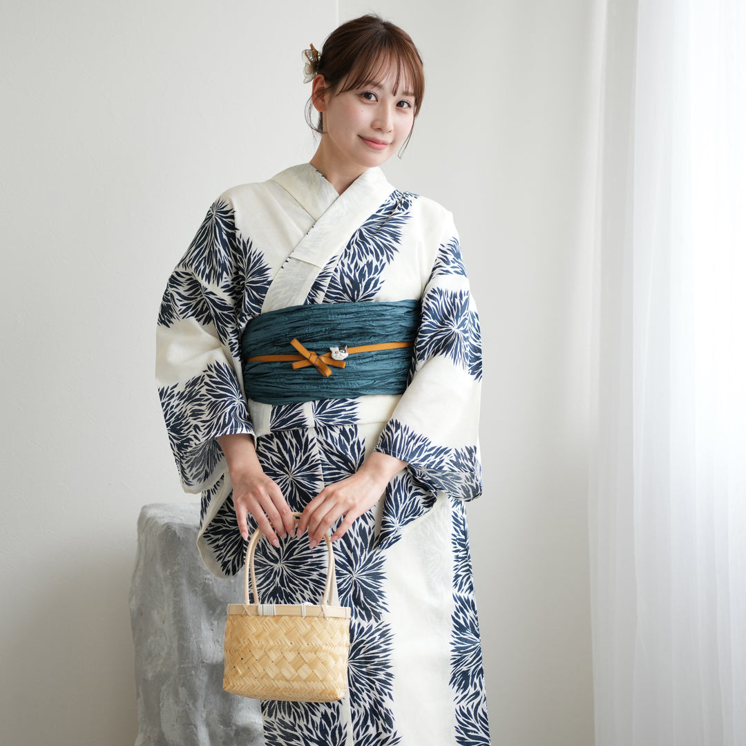 ニコアンティーク 高級変わり織 浴衣3点セット ( ゆかた・帯