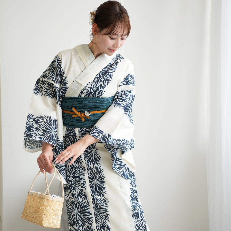 ニコアンティーク 高級変わり織 浴衣3点セット ( ゆかた・帯