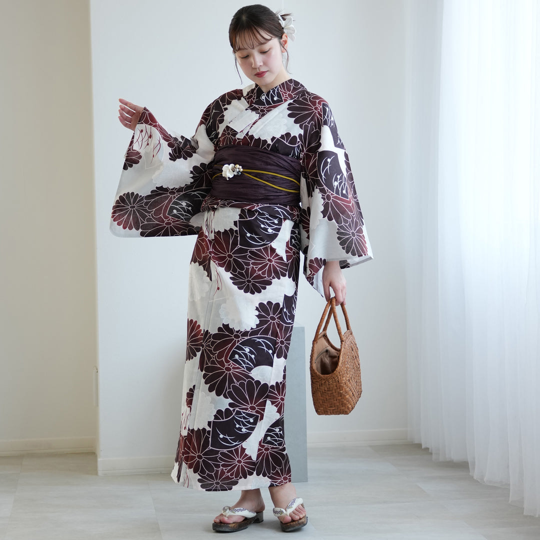 【限定品】 ニコアンティーク 高級変わり織 浴衣3点セット ( ゆかた・帯 着物・浴衣