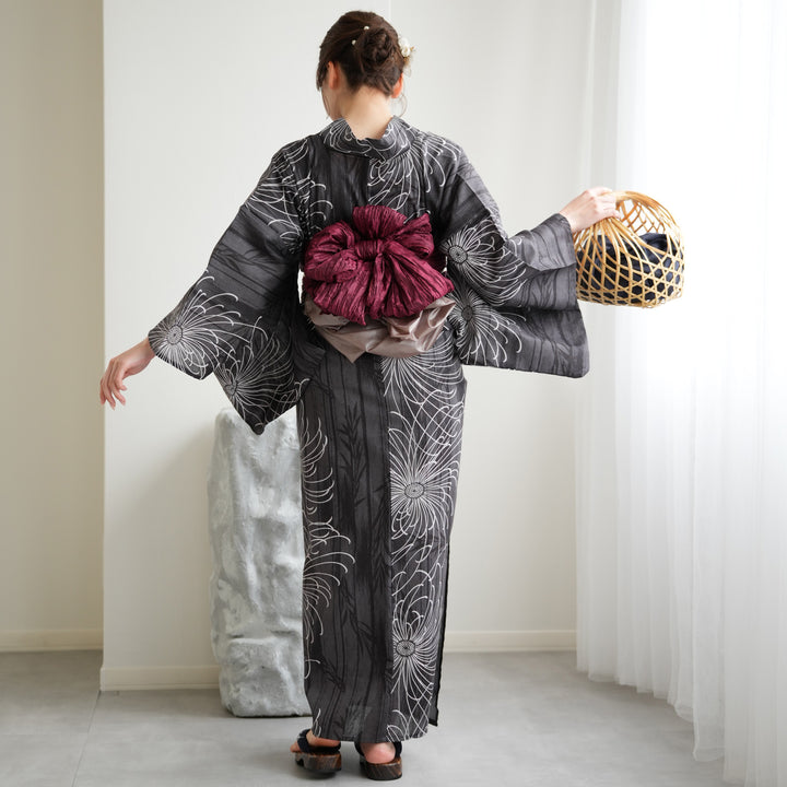 ニコアンティーク 高級変わり織 浴衣3点セット ( ゆかた・帯