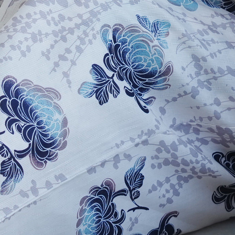 【utatane 高級変わり織 浴衣3点セット ( ゆかた・帯・下駄 ) うたかたの紺ぼかし乱菊】 3Lサイズ（ヒップ約130cm位まで対応） 国産生地 国内染色　昭和初期アンティーク復刻版（5013272711）